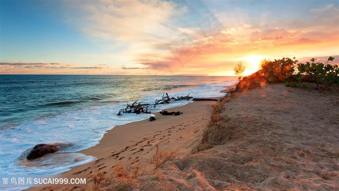 黄昏海景风景画壁纸