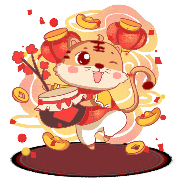 可爱2022年虎年吉祥物卡通形象新年海报元素AI矢量图PSD分层设计素材