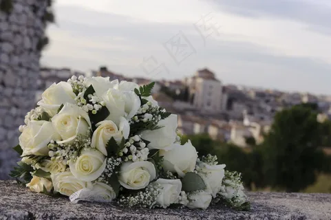 白色玫瑰手捧花图片