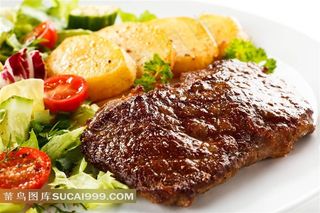 一碟美味可口的牛扒套餐美食西餐图片