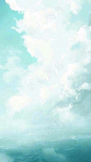 海洋海面蓝天云层白云清新春天夏天阳光，立夏夏至大暑小暑