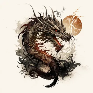 节日生肖龙，插画风格，红色，综合使用