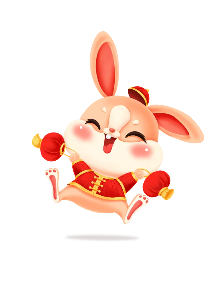迎新兔春节卡通手绘免扣元素psd模版下载