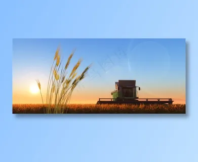 天空下绿色的收割机