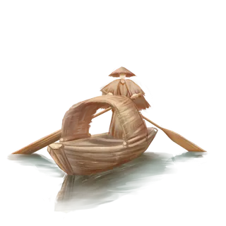 古风船夫手绘免扣