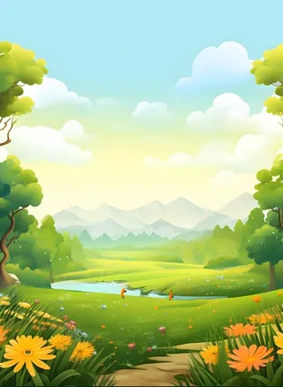 绿色清新户外草地背景