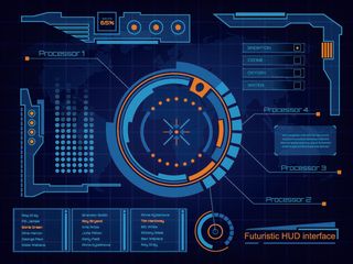 科幻未来科技操作仪表盘HUD元素图游戏UI图标界面边框矢量AI素材