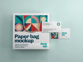 手提购物环保纸袋名片品牌文创VI样机展示PSD智能贴图素材模板
