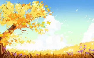 秋天季节风景手绘插画海报