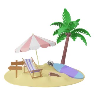 夏季沙滩场景3d模型免扣元素