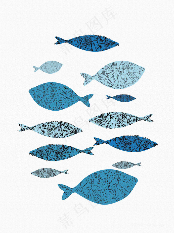 游鱼水彩简约插画