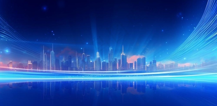 蓝色科技线条城市几何背景(1568x768)