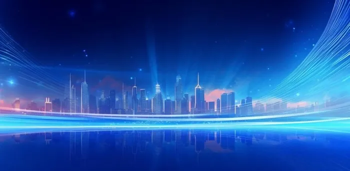 蓝色科技线条城市几何背景(1568x768)
