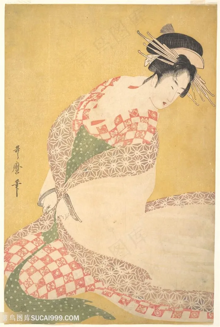 喜多川歌磨唯美日式美女插画