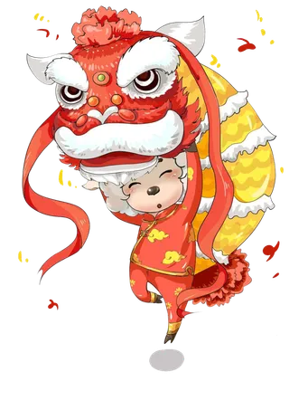 国潮醒狮中国风AI矢量卫衣T恤烫画印花手机壳图案PNG高清免抠素材