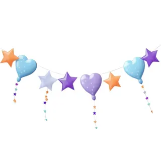 彩旗气球装饰彩色免抠