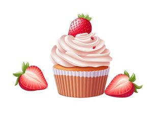 可口冰淇淋草莓美食元素
