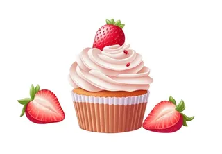 可口冰淇淋草莓美食元素