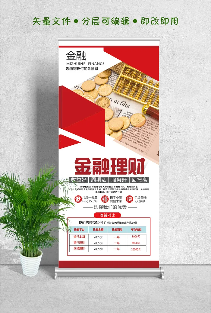 易拉宝展架金融理财psd模版下载