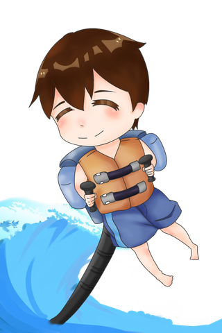 手绘游泳暑期儿童玩水插画