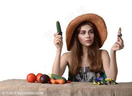 欧美拿蔬菜美女图片