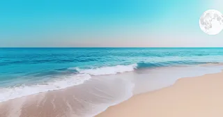 沙滩旁边的一大片水域的照片极简主义蔚蓝的水波海浪海洋的摄影图