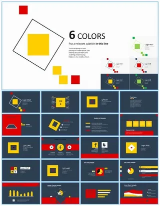 方块主义扁平化简约大气工作总结报告ppt模板