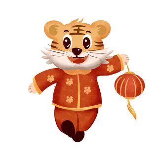 PNG免扣2022虎年新年春节元旦卡通老虎形象图片插画PSD设计素材