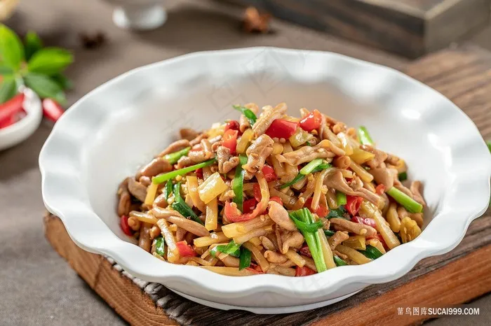 小炒鹅肠美食图片