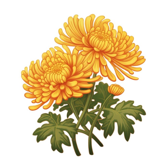 黄色手绘菊花免抠