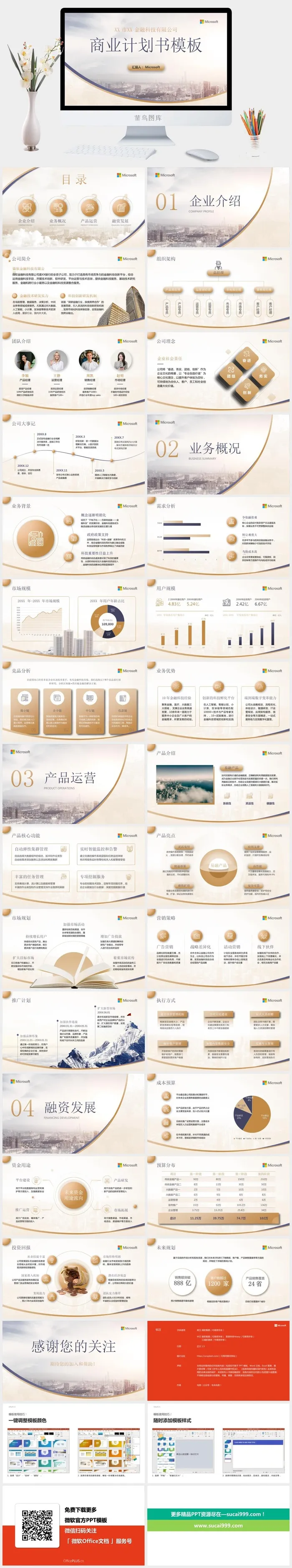 蓝金高级感金融行业商业计划书ppt模板