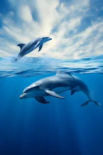 大海海豚生物蓝色背景