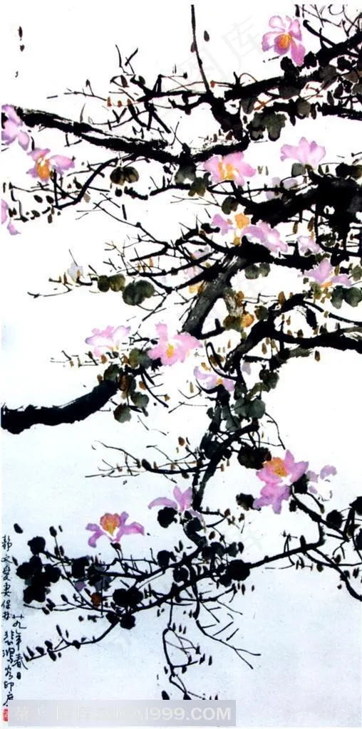 国画名家作品-徐悲鸿的紫荆