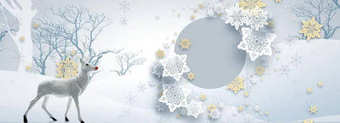 圣诞节白雪驯鹿白色背景psd模版下载