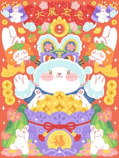 2023春节兔年大展宏兔海报