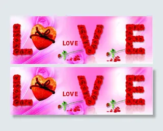 浪漫爱情爱心三联装饰画