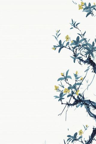 中国风简约淡雅蓝色枝叶背景