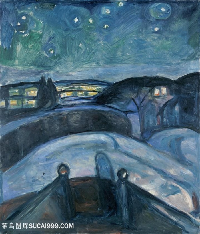 蒙克油画唯美道路风景画