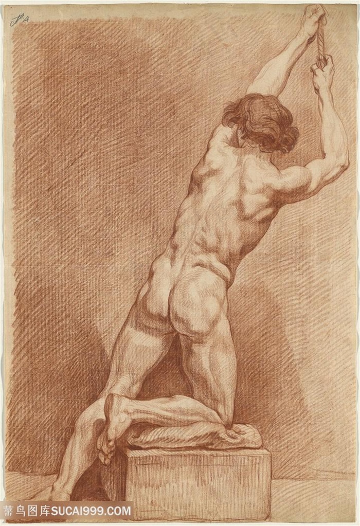 裸背肌肉男艺术装饰画手绘插画