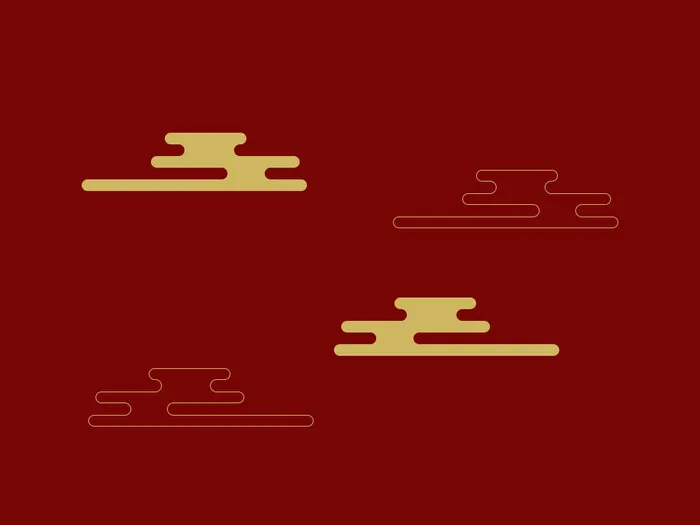 中国风古典传统图案边框纹理祥云灯笼装饰线条PSD背景素材