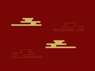 中国风古典传统图案边框纹理祥云灯笼装饰线条PSD背景素材