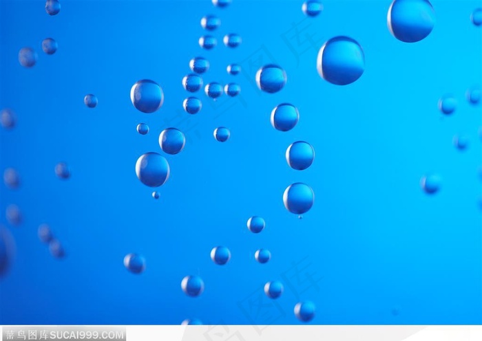 清纯水韵-水中的蓝色水珠