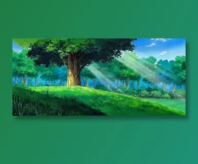 动漫中的卡通大树草地 动漫中的卡通大树草地