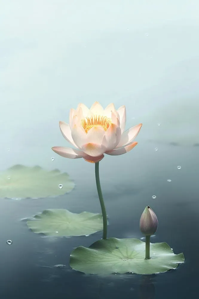 简约雾面荷花池塘背景(896x1344)