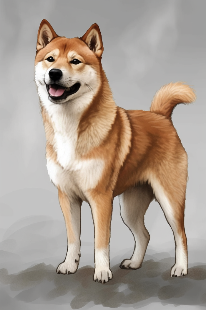 一只可爱的柴犬宠物狗灰色背景(2688x4032)