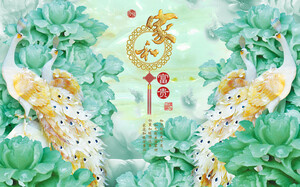 雕塑玉雕背景风景psd模版下载