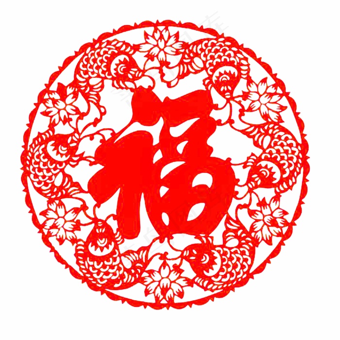 福剪纸 剪纸风元素psd模版下载
