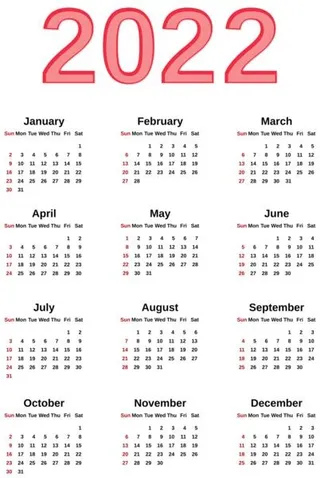 日历 2022 年 PNG免抠