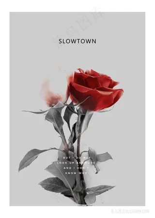 唯美红色玫瑰花束装饰画