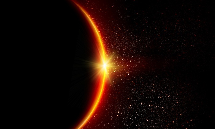 太阳背影金色光圈光影星际科幻背景图片